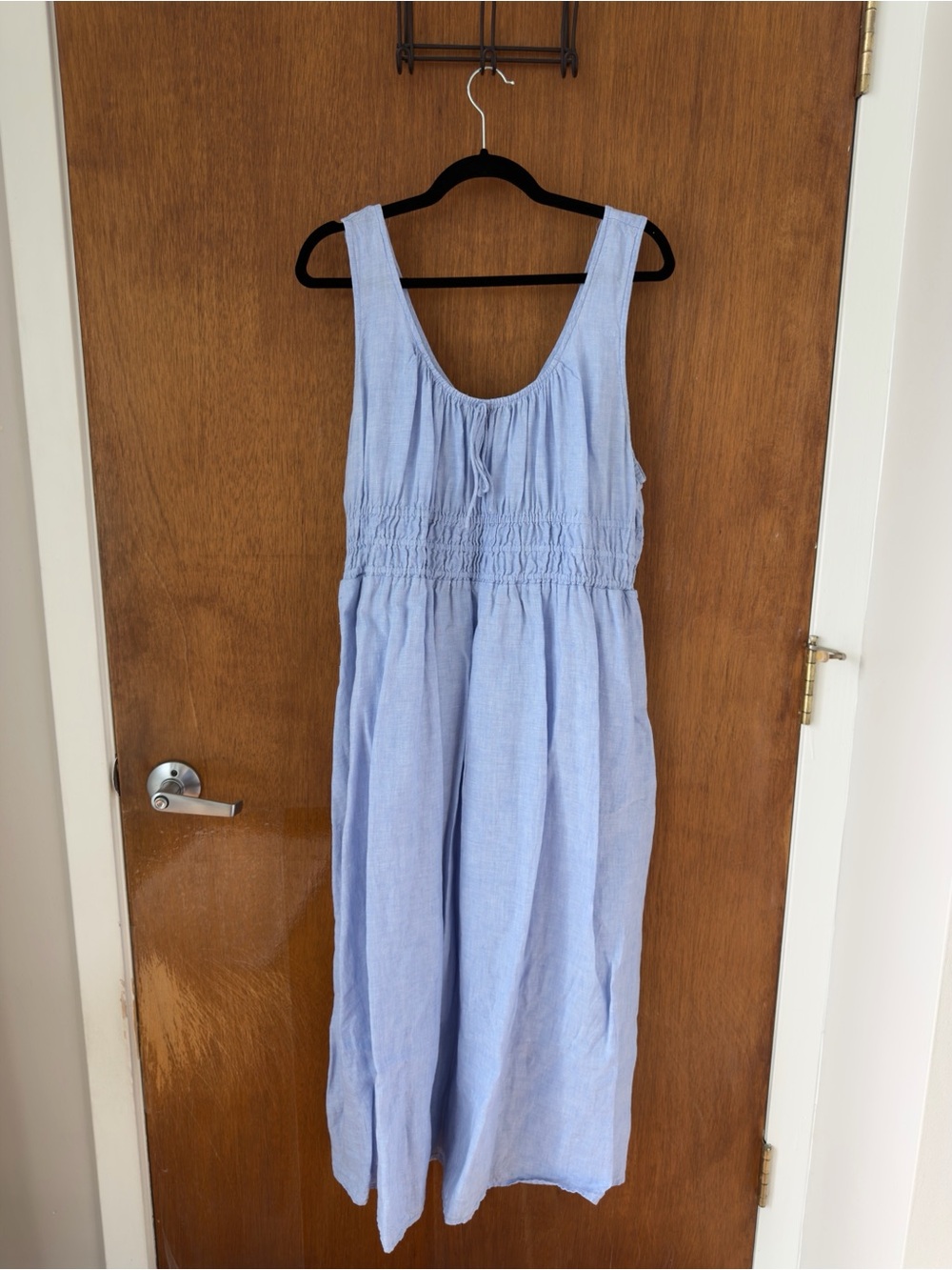 J.Crew French Blue Sleeveless Linen Midi Dress